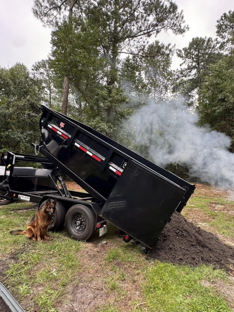 roll off dumpster unloading dirt